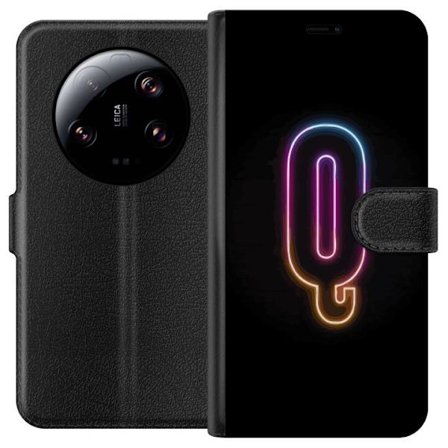 Yhteensopiva Lompakkokotelo Xiaomi Xiaomi 13 Ultra Minimalistinen neonkirjain Q kirkkaissa väreissä tummaa taustaa vasten