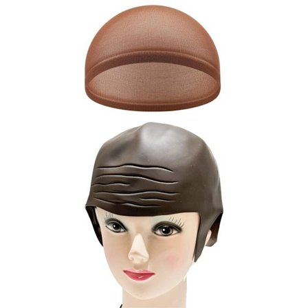 Realistisk munk skallig huvud latexperuk med avlånga öron för tema