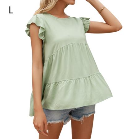 Dam T-shirt Sommar Spets Rund Hals Kort Ärm Casual Lös