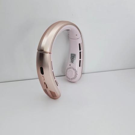 Bærbar Bladeløs Halsventilator USB Genopladelig Håndfri Ultrastille Personlig Køleenhed, Stor Vindstyrke Til Udendørs Sport Og Sommerløb Gold Red