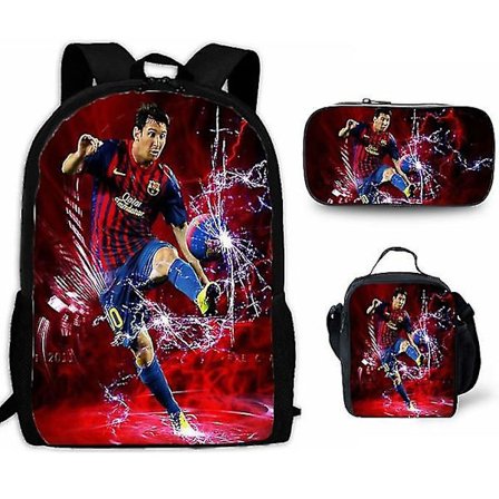 3 st/ set 16 tum Ronaldo Cr7 Barn skolväskor för pojkar Flickor Barn Tecknad skolväska Ortopedisk +lunchväska+pennväska