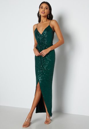Bubbleroom Occasion Charlotte Sequin Gown Dark green Klær
