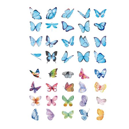 En række sommerfugleserie gennemsigtige bogstavsprogram vandtætte klistermærker, skateboard bagage bærbar computer klipning