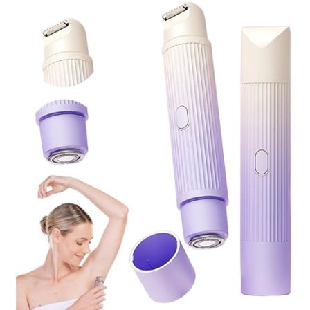 2-i-1 elektrisk shaver og bikini trimmer til kvinder, våd og tør mini epilator gradient lilla til hjemmebrug