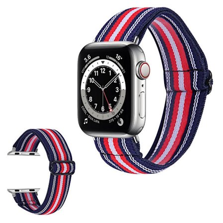 Apple Watch 40mm elastic stylish pattern watch strap - Lines of Red / White / Red