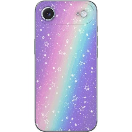 Kompatibelt Mobildeksel til Apple iPhone 17 Air Rainbow-farget pastellbakgrunn med hvite stjerner og gnistrende prikker i myk overgang