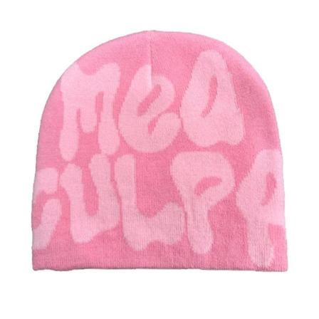 2023 Uudet Knitting Pipot Hattu Miesten Naiset Kappale Laadukas Cap Mea Culpa Y2k Lämmin muoti Hundred Take Cold Cap Naisten Hatut Pink