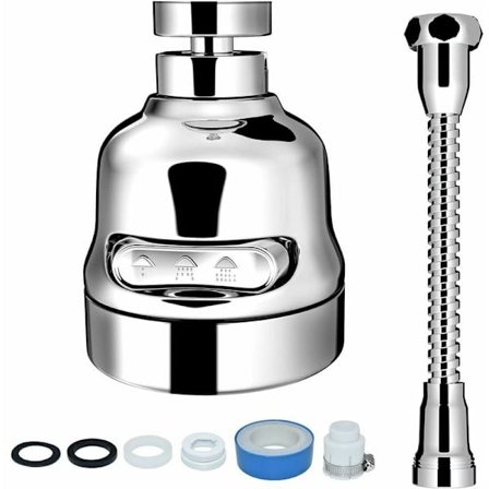 Köksblandare Sprayhuvud, 360° roterande stänksäkert kranförlängning med slang, bästa kranfilter och vattenbesparing