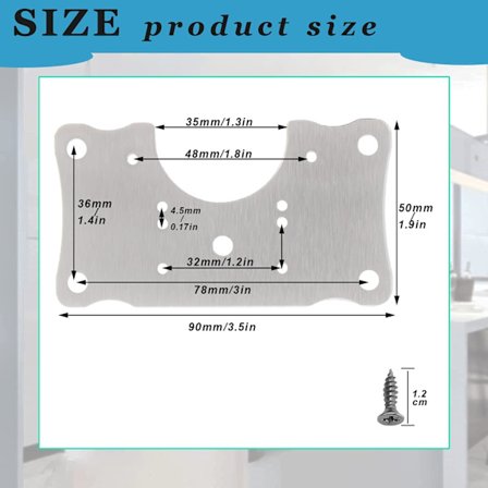 *2 Pakke Skab Hængsel Reparationsplade med Hul og Støtteskruer*