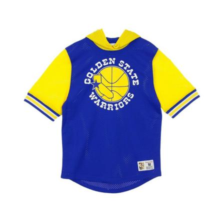 Mitchell & Ness, Light Sweatshirt Short sleeve NBA Buzzer Beater Mesh Hoody Hardwood Classics Goldwar Blauw, Heren, Maat:M