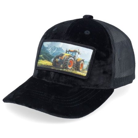 Calza Pennello - Svart trucker Keps - Kids Yellow Tractor Velvet Black Trucker @ Hatstore