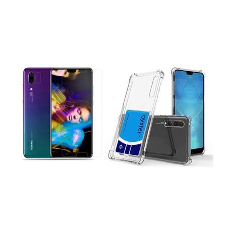 TG Huawei P20 Pro - 1 Set Skal med Korthållare och Skärmskydd Transparent