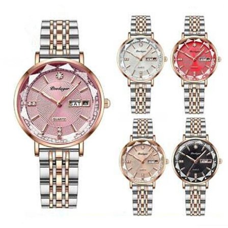 Kvinner Kvarts Ur Rustfritt Stål Vanntett Lysende Dameklokke Armbåndsur