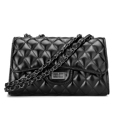 Stilig Crossbody-veske for kvinner, vattert skulderveske i skinn med kjedestropp, elegant clutchveske for daglig bruk