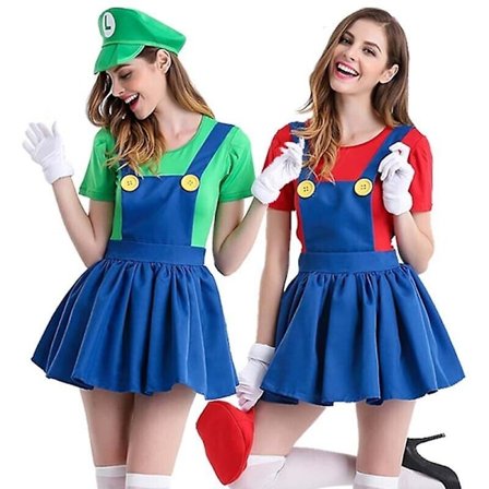Dame Super Mario Luigi Kostyme Halloween-gensere for kvinner Rød XL Rød
