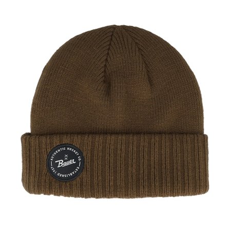 Bauer - Bruin cuff Beanie - Knit Patch Toque Tan Cuff @ Hatstore