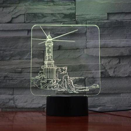 Lighthouse Shaper 3D LED Nattljus Sovrumsbordslampa Färg ändras