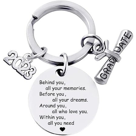 Klass av 2023 examensnyckelring - Senior 2023 examenspresenter till henne/honom, inspirerande presenter för högskoleexamen/gymnasieavslutning, gjorda