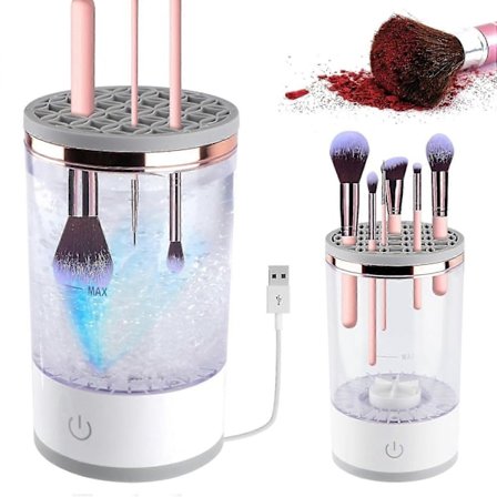 Sminkborstrengöringsmaskin med sminkborstrengöringsdyna, Elektrisk Brushly Pro Sminkroterande B