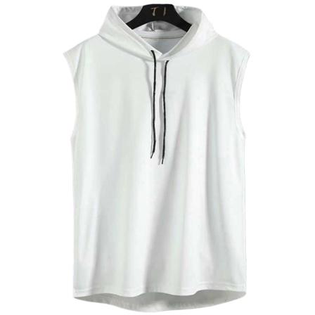 Herrsport Huvtröja Väst Huva Lös Koreansk Version T-shirt För Casual Daglig Användning Fest Skola White L
