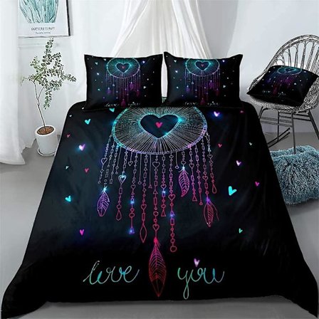 Pudebetræk 40 x 80 cm - Drømmefanger Kærlighedsmønster Sæt med 2 Mikrofiber