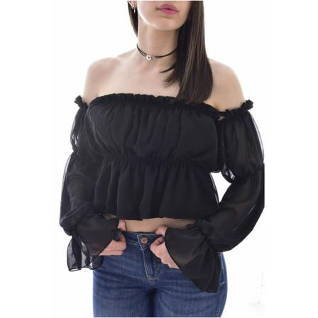 Goldenim paris Crop top in veil Sort, Dame