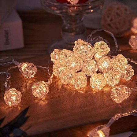 20-LED 3 M Varmgule Roser Blomster Lyslenke | Romantisk Festivaldekorasjon, Vanntette Innendørs/Utendørs Lyslenker