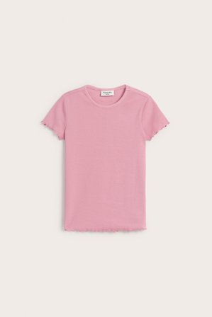 Kappahl | Kortermet ribbestrikket topp | Rosa