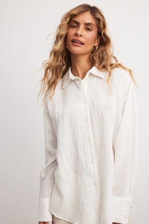 NA-KD Structured Shirt - Skjorter - Hvid - EU 38