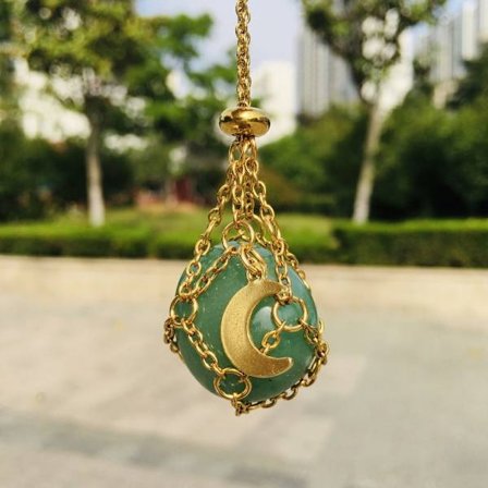 Crystal Holder Cage Necklace Crystal Net Metal Halsband GULD