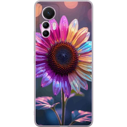 Kompatibelt Mobildeksel til Xiaomi 12 Lite Irideserende blomst med glitrende kronblad i rosa lilla og gull mot myk bokeh bakgrunn