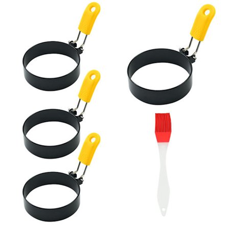 4 stk. Runde Profesjonelle Pannekakeformer, Eggekokerringer for Matlaging, Non-stick Runde Eggeformringer for Speilegg, Pannekaker, Sandwicher