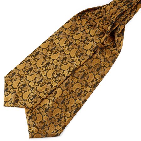 Cravate Ascot à motif cachemire or et marron pour hommes - Cravates Ascot - pour Hommes - Tailor Toki