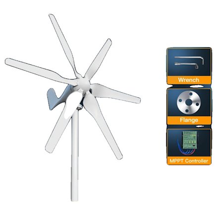 3000W Vindkraftverk, Låg Startfart, Flera Spänningsalternativ,Gratis MPPT-regulator, 24V, 3000W