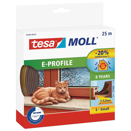 Tesa E-list 05464-00101-00 Tætningsliste EPDM, 25 m, 9 mm x 4 mm Brun, Maskintilbehør & forbrugsvarer