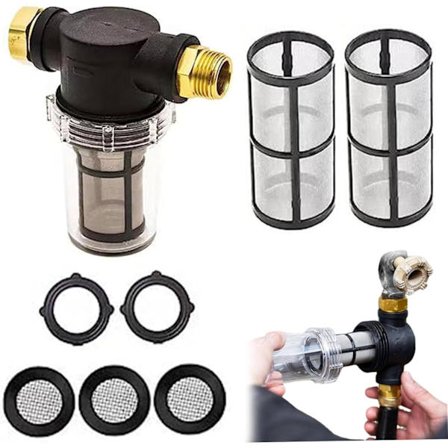 Trädgårdsslangfilter, 3/4 " Trädgårdsslang Sedimentfilter med 100 Mesh-skärm, 2 O-ringar och 3 filter för utomhusbruk【YD】-FF-