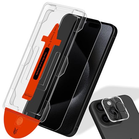 1-Pack iPhone 15 Pro Max Privacy Skärmskydd & 1-Pack linsskydd - Härdat Glas | [Automatisk Installation] - Bubbelfritt