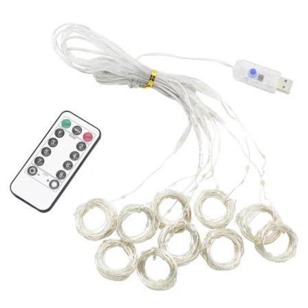 USB-drevet LED-gardin - varmt lys transparent