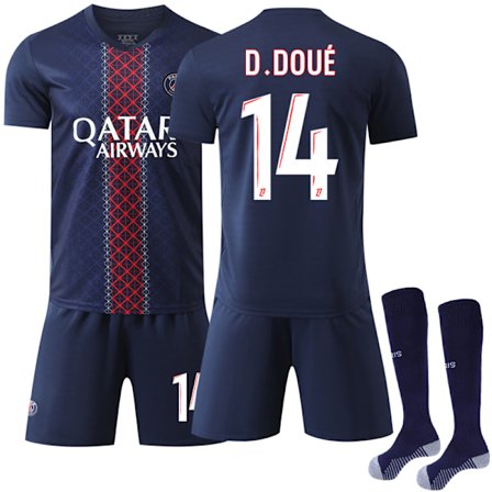 2025-2026 Paris Saint-Germain Hjemme Barn Voksen Fotballdrakt No.14 D.Doue M