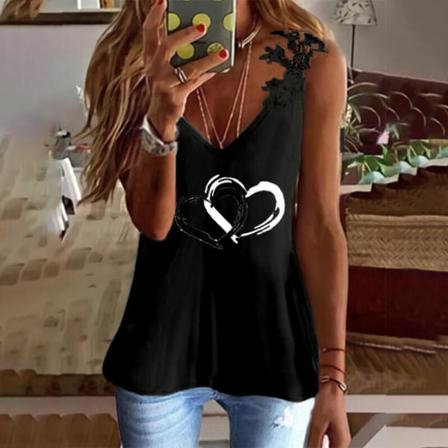 Ärmlösa Linnen För Kvinnor Med V-hals T-shirts