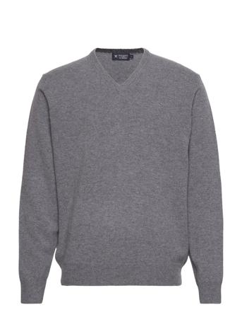 Lambswool V Neck Neulepaita V-kaula-aukko Harmaa Hackett London