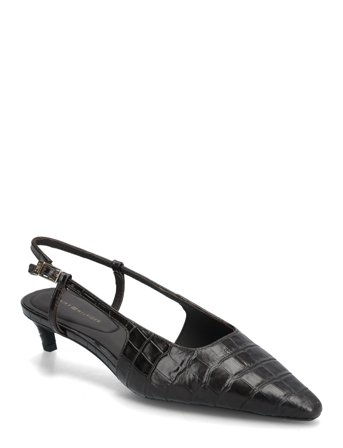 Tommy Hilfiger Croc Slingback Slanted Heel - Black - 37