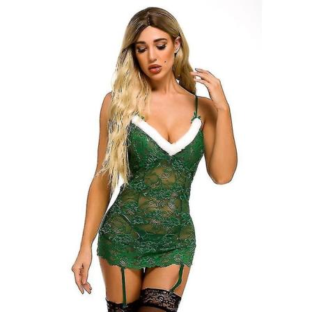 Hot Lady Jul Jolly Erotisk Underkläder Mode Deep V Nattlinne utan rygg Frestelse Xmas Outfit 1