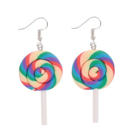 4 Pak Lollipop-formede øreringe i polymer ler - Fashion øreringe - Elegante øreringe til kvinder og piger (Multifarvet) (3X5.3CM, Multifarvet 4)