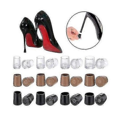 12 stk Hælbeskyttere Hælkapper, sklisikre Hælkapper for Høye Hæler for Stille og Utendørs Bryllupsgress