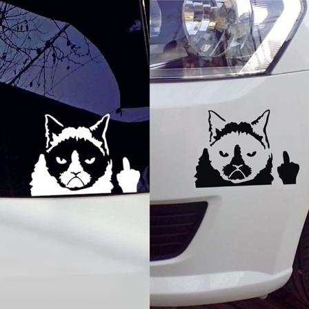 Bilstickers, 2 st svarta, vita reflekterande kattdekaler