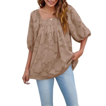 Casual Damblus Volang Plisserad Hollow Loose-fit Shirt Dance