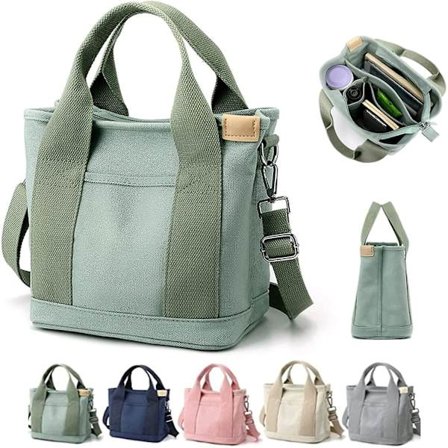 2024 Ny Stor Kapacitet Multi-lomme Håndtaske Kvinders Lærred Tote Punge Crossbody Taske Vintage Tote Tasker Til Skole College