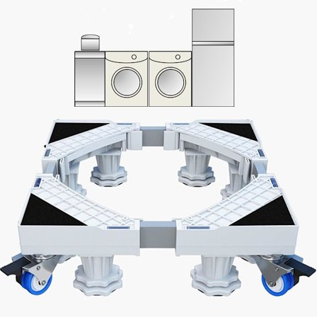 Justerbart og flytbart vaskemaskinestativ, løfteplatform til tungt udstyr som køleskab og tørretumbler