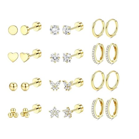 Hypoallergene øredobber i kirurgisk stål for sensitive ører, 14K gullbelagt [JSR]